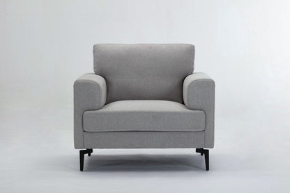 41" Light Gray and Black Linen Arm Chair HomeRoots