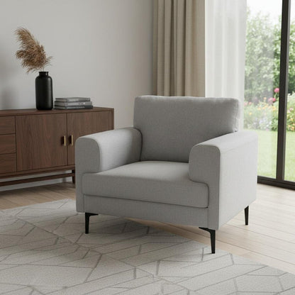 41" Light Gray and Black Linen Arm Chair HomeRoots