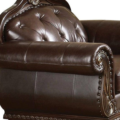 47" Espresso Top Grain Leather Tufted Arm Chair HomeRoots