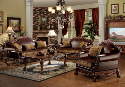 46" Brown and Cherry Blossom Pink Faux Leather Floral Tufted Arm Chair And Toss Pillow HomeRoots