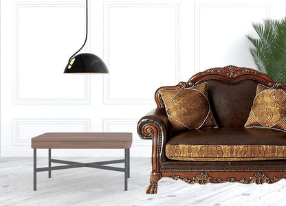 46" Brown and Cherry Blossom Pink Faux Leather Floral Tufted Arm Chair And Toss Pillow HomeRoots