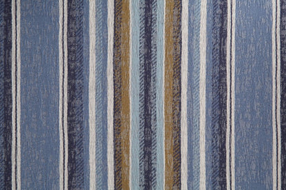 31" Blue and White Fabric Striped Wingback Chair And Toss Pillow HomeRoots