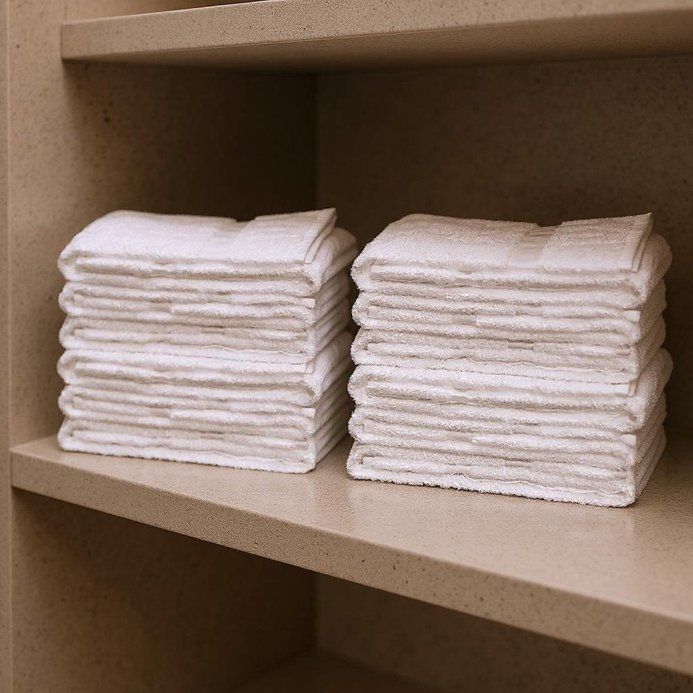 Set of Twelve White Cotton 15" X 25" Hand Towel Set HomeRoots