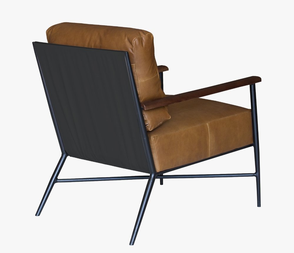 24" Brown Top Grain Leather And Black Solid Color Arm Chair HomeRoots