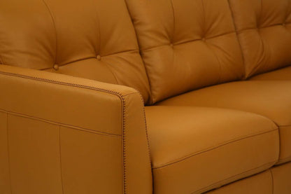 83" Orange Leather Sofa With Black Legs HomeRoots