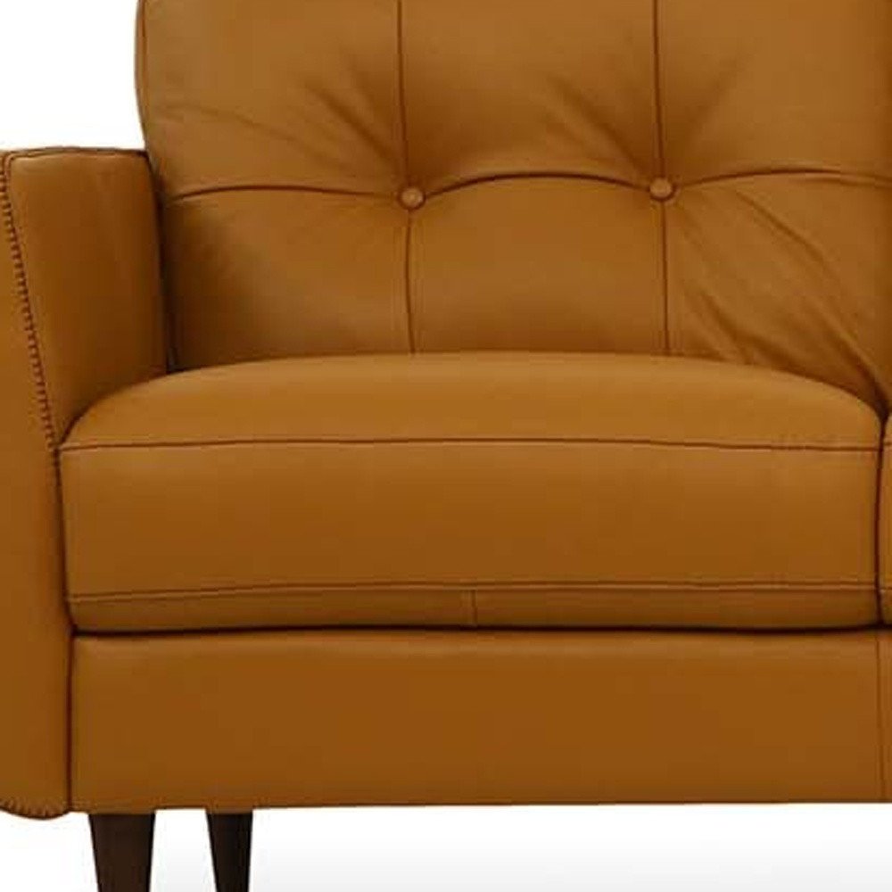 83" Orange Leather Sofa With Black Legs HomeRoots