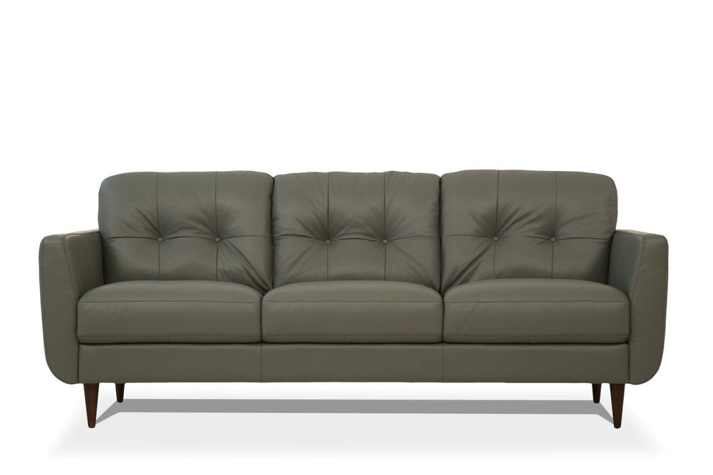 83" Green Leather Sofa With Black Legs HomeRoots