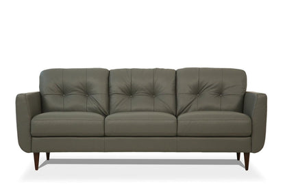 83" Green Leather Sofa With Black Legs HomeRoots