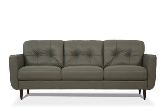 83" Green Leather Sofa With Black Legs HomeRoots