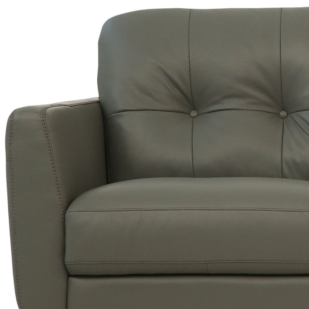 83" Green Leather Sofa With Black Legs HomeRoots