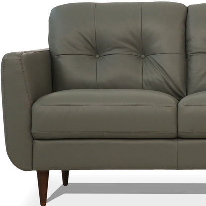 83" Green Leather Sofa With Black Legs HomeRoots