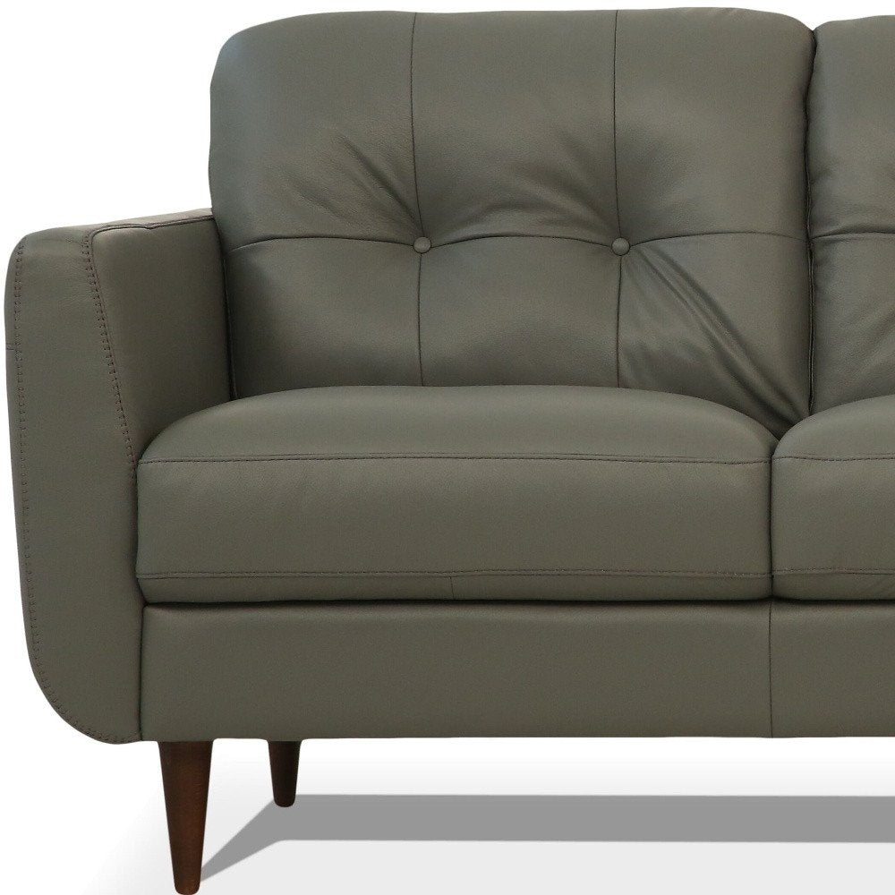 83" Green Leather Sofa With Black Legs HomeRoots