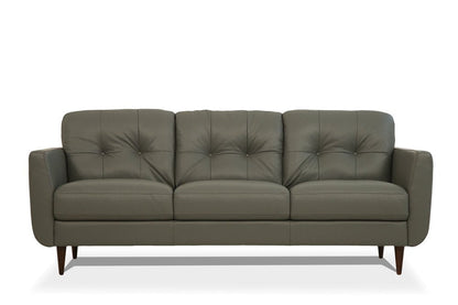 83" Green Leather Sofa With Black Legs HomeRoots