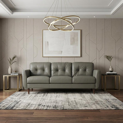 83" Green Leather Sofa With Black Legs HomeRoots
