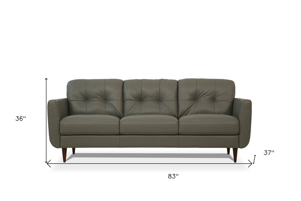 83" Green Leather Sofa With Black Legs HomeRoots
