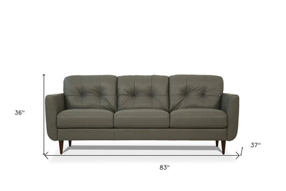 83" Green Leather Sofa With Black Legs HomeRoots