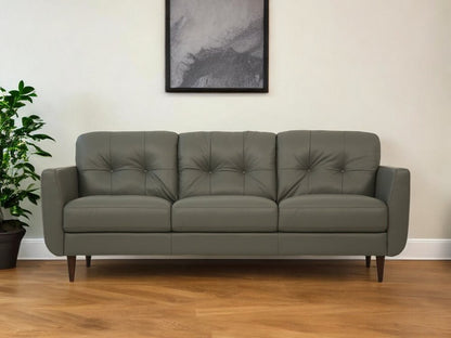 83" Green Leather Sofa With Black Legs HomeRoots