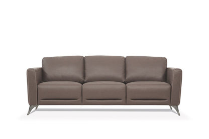 83" Taupe Leather Sofa With Black Legs HomeRoots