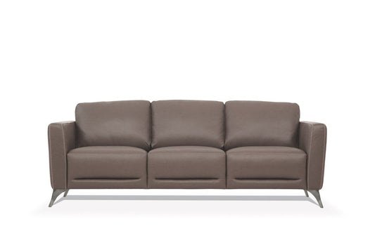 83" Taupe Leather Sofa With Black Legs HomeRoots