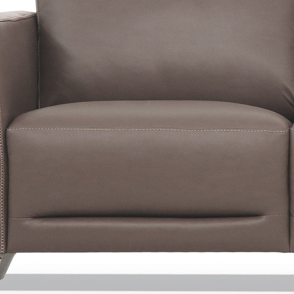 83" Taupe Leather Sofa With Black Legs HomeRoots