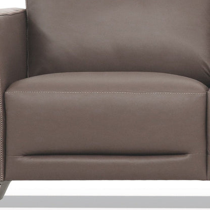 83" Taupe Leather Sofa With Black Legs HomeRoots