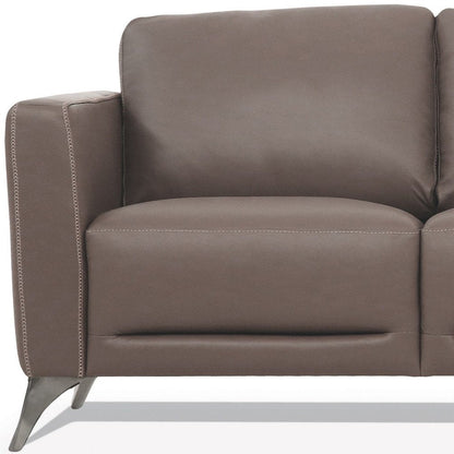 83" Taupe Leather Sofa With Black Legs HomeRoots