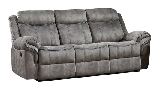 87" Gray Velvet Reclining USB Sofa With Black Legs HomeRoots