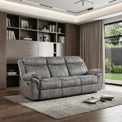 87" Gray Velvet Reclining USB Sofa With Black Legs HomeRoots