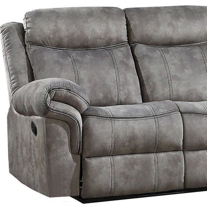 87" Gray Velvet Reclining USB Sofa With Black Legs HomeRoots