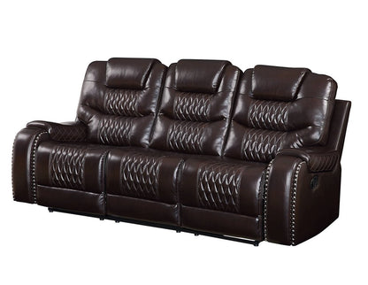 90" Brown Faux Leather Reclining Sofa With Black Legs HomeRoots