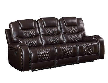 90" Brown Faux Leather Reclining Sofa With Black Legs HomeRoots