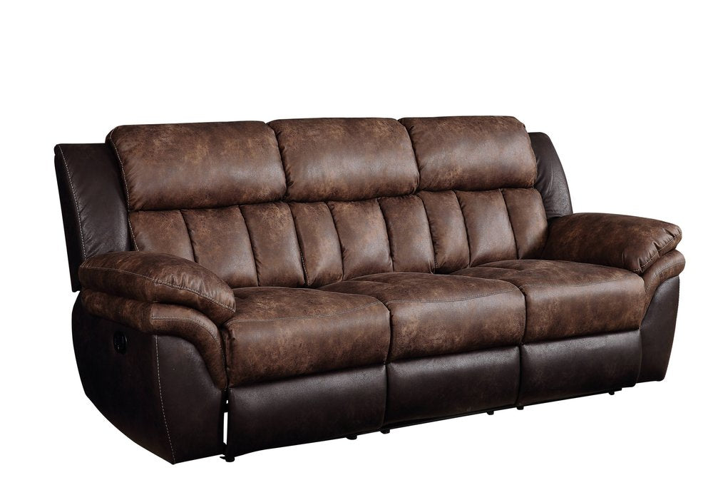 91" Espresso Microfiber Reclining Sofa With Black Legs HomeRoots