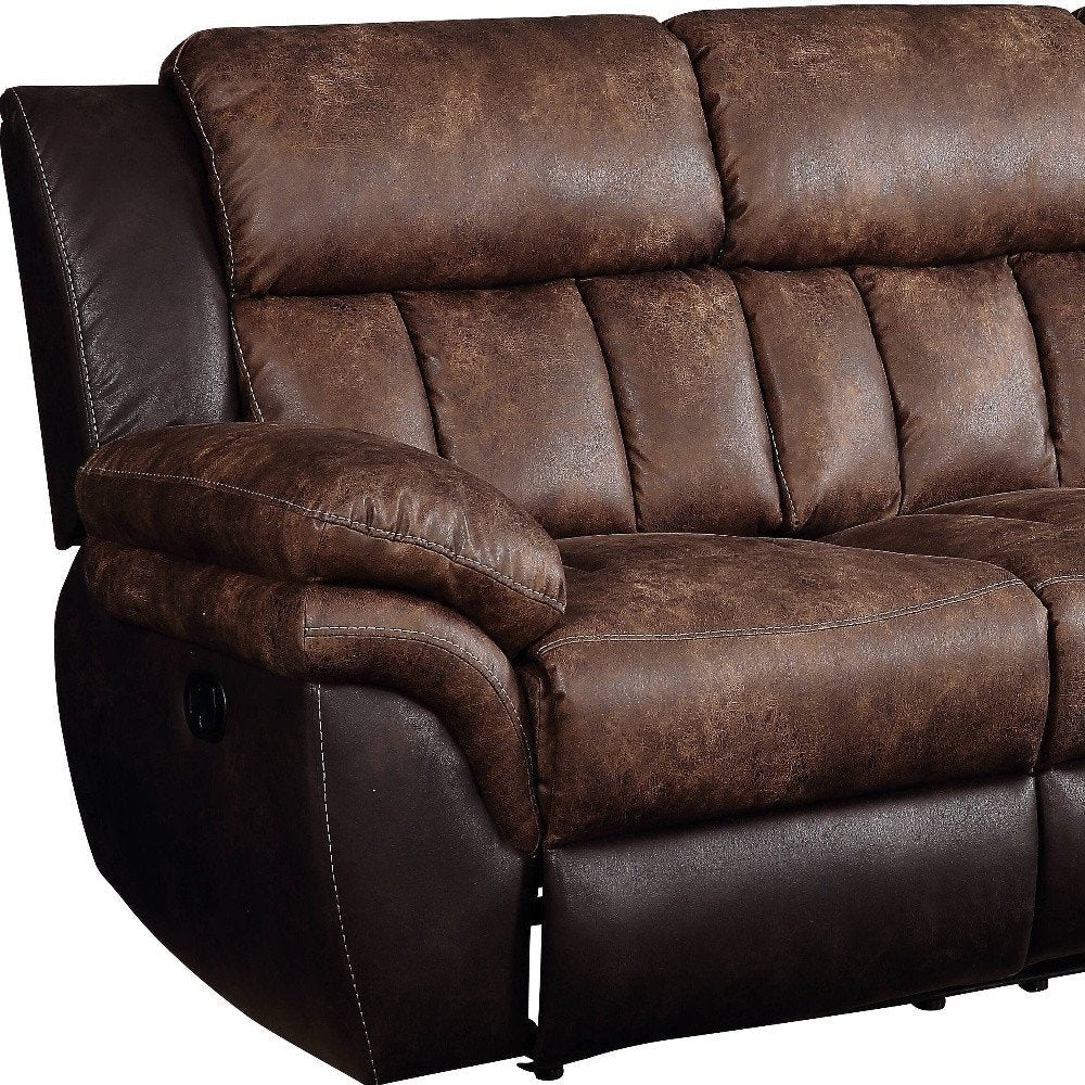 91" Espresso Microfiber Reclining Sofa With Black Legs HomeRoots