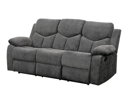 82" Gray Chenille Reclining Sofa With Black Legs HomeRoots