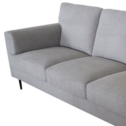 84" Light Gray Linen Sofa With Black Legs