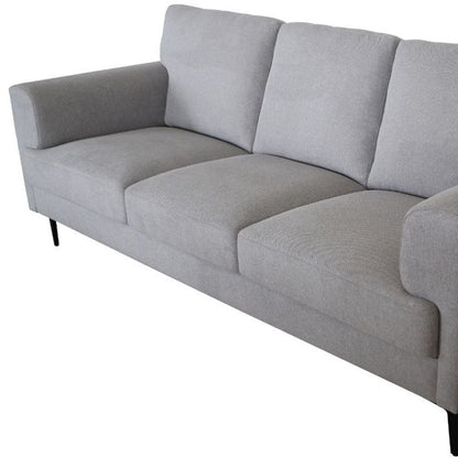 84" Light Gray Linen Sofa With Black Legs