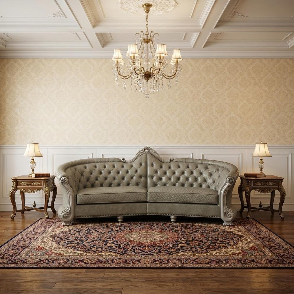 113" Bone Faux Leather Sofa And Toss Pillows With White Legs HomeRoots