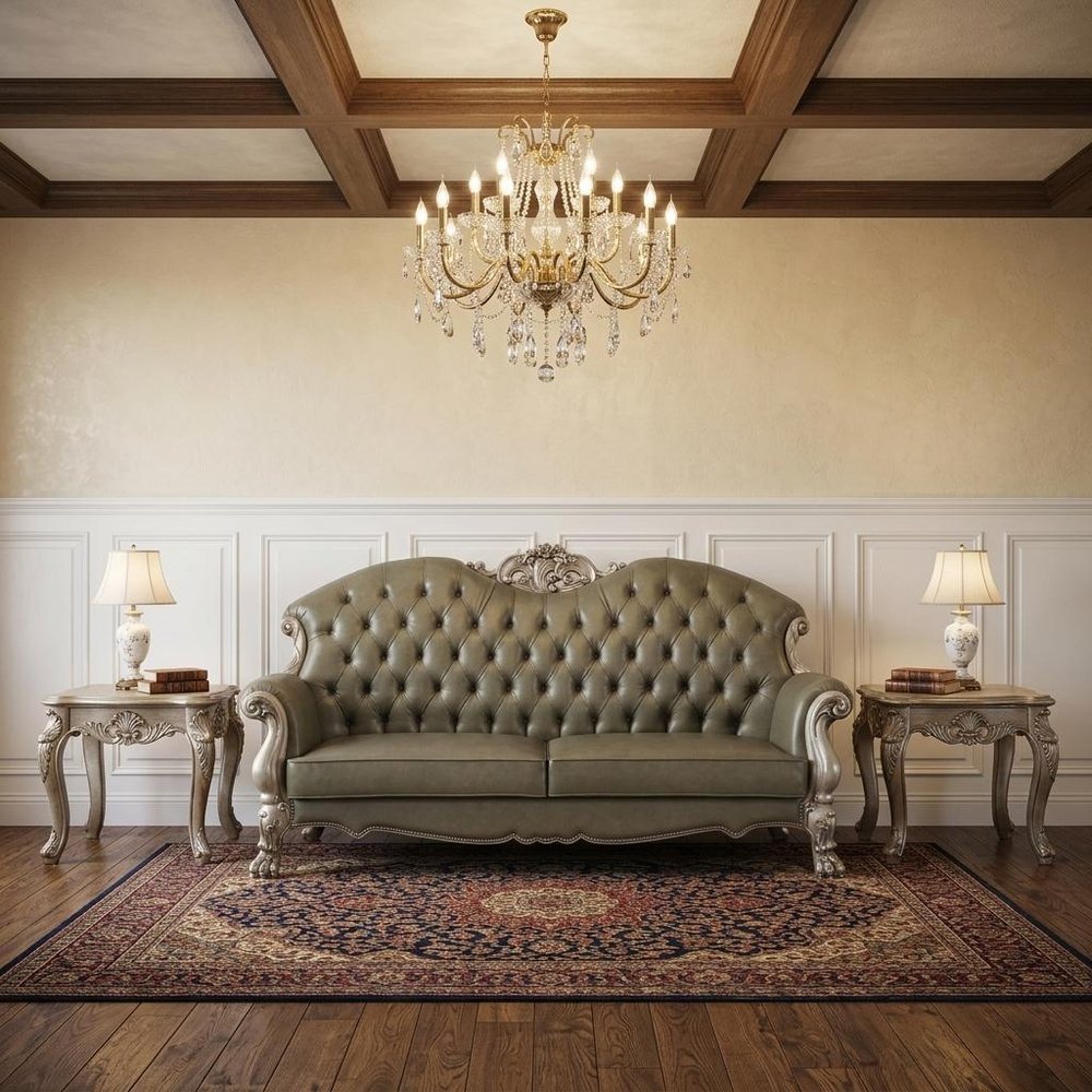 96" Bone Faux Leather Sofa And Toss Pillows With White Legs HomeRoots