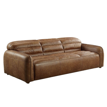 95" Dark Brown Top Grain Leather Sofa With Black Legs HomeRoots