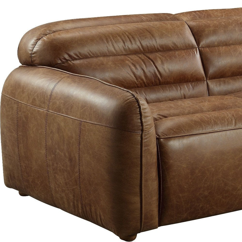 95" Dark Brown Top Grain Leather Sofa With Black Legs HomeRoots