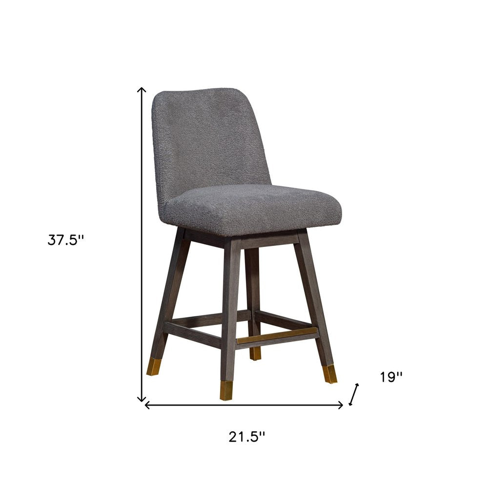 26" Gray Solid Wood Counter Height Swivel Bar Chair HomeRoots