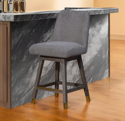 26" Gray Solid Wood Swivel Bar Chair HomeRoots