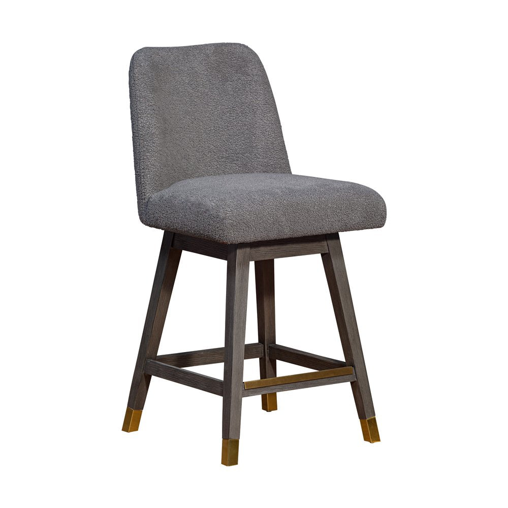 26" Gray Solid Wood Counter Height Swivel Bar Chair HomeRoots