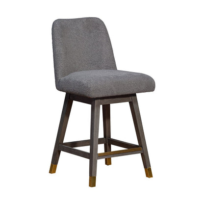 26" Gray Solid Wood Counter Height Swivel Bar Chair HomeRoots