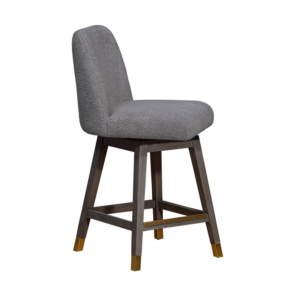 26" Gray Solid Wood Counter Height Swivel Bar Chair HomeRoots