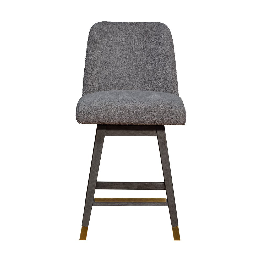 26" Gray Solid Wood Counter Height Swivel Bar Chair HomeRoots