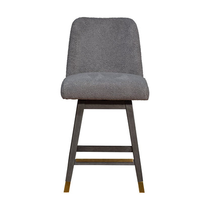 26" Gray Solid Wood Counter Height Swivel Bar Chair HomeRoots