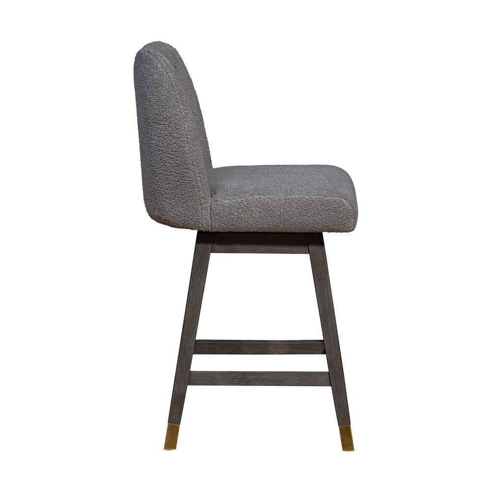 26" Gray Solid Wood Counter Height Swivel Bar Chair HomeRoots