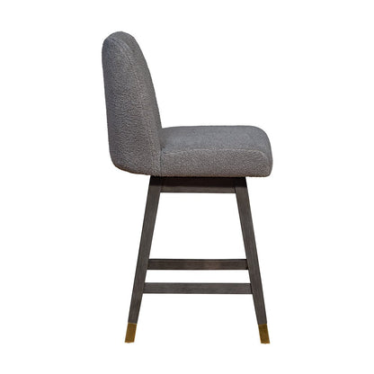 26" Gray Solid Wood Counter Height Swivel Bar Chair HomeRoots