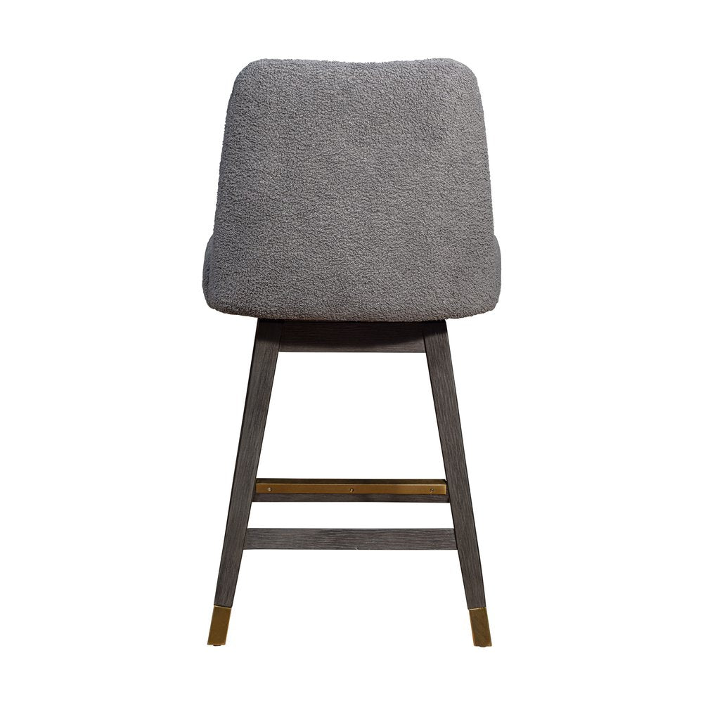 26" Gray Solid Wood Counter Height Swivel Bar Chair HomeRoots